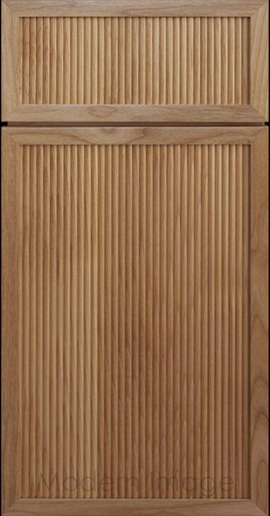Arcadia Reed Cabinet in Light Honey stain, featuring a Narrow Frame and a Slim Fluted Center Panel.
